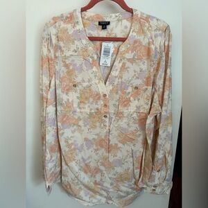 Torrid Floral Blouse - Cream and Orange